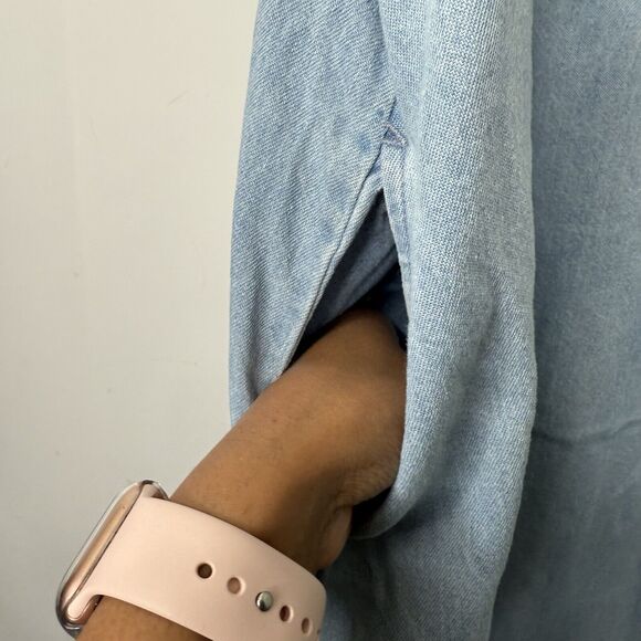 Vtg The Quacker Factory Denim Overall Dress 14 Flamingo Embroidered Midi Pockets - Picture 4 of 11